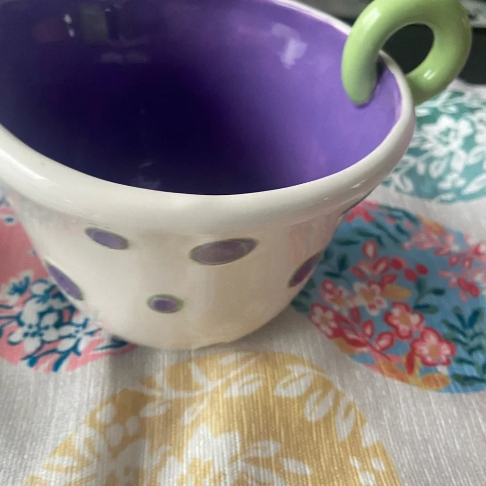 Polka Dot Ceramic measuring Bowl Set - Purple and Green